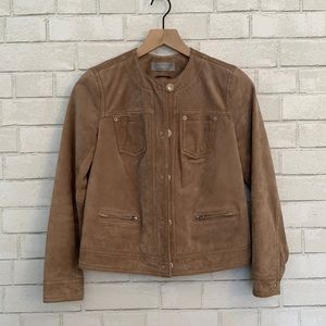 Liz Claiborne khaki suede snap up coat size P